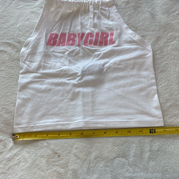 Pink & White Baby Girl Halter Top Crop Top - Picture 5 of 11
